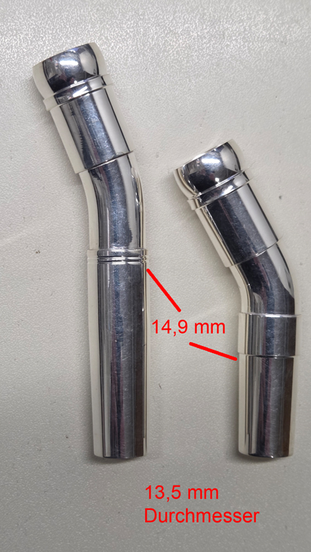 Mundrohr Adapter-Satz (1 x kurz, 1 x lang) für Sousaphon - versilbert